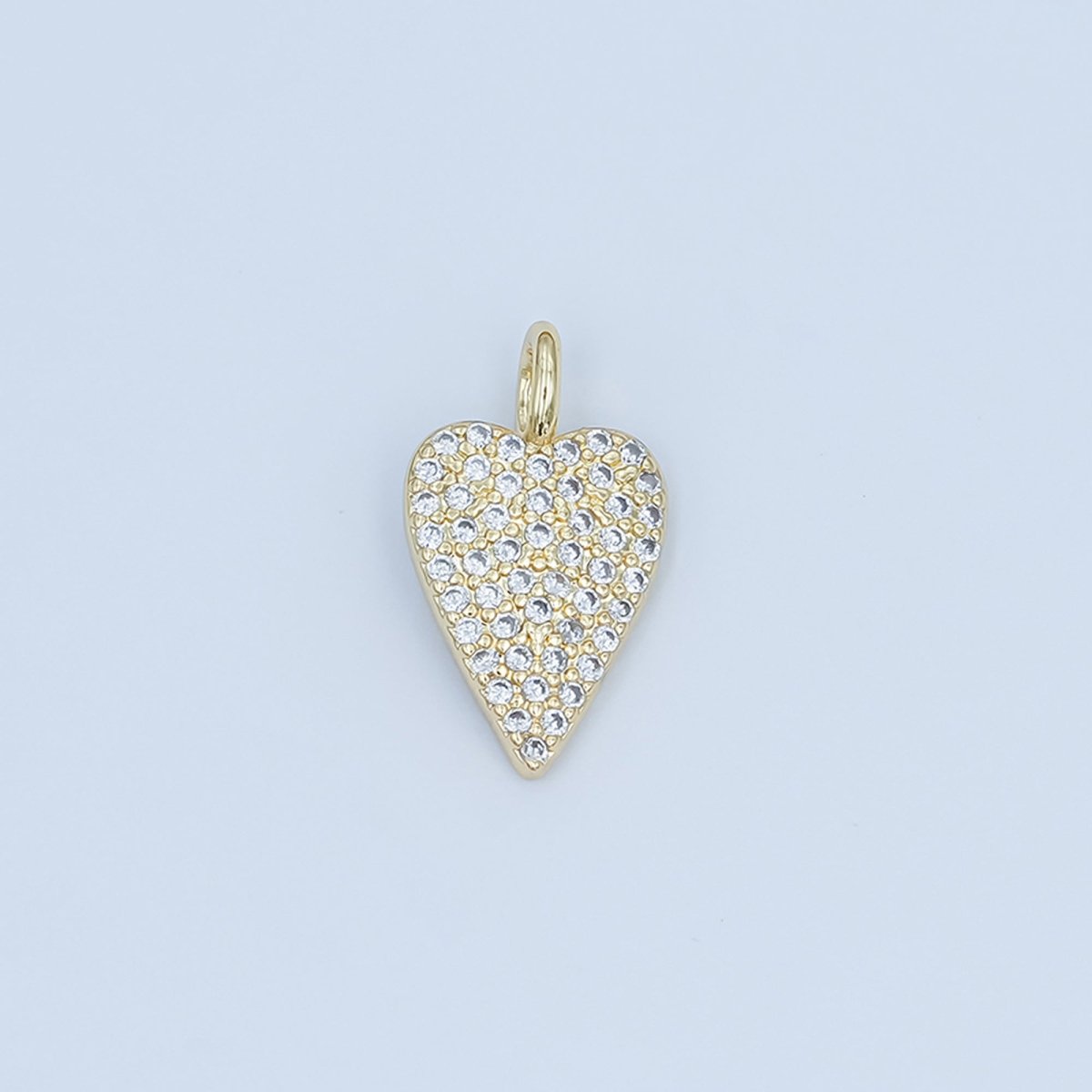 24K Gold Filled 19mm Micro Paved CZ Heart Pendant | C025 - DLUXCA