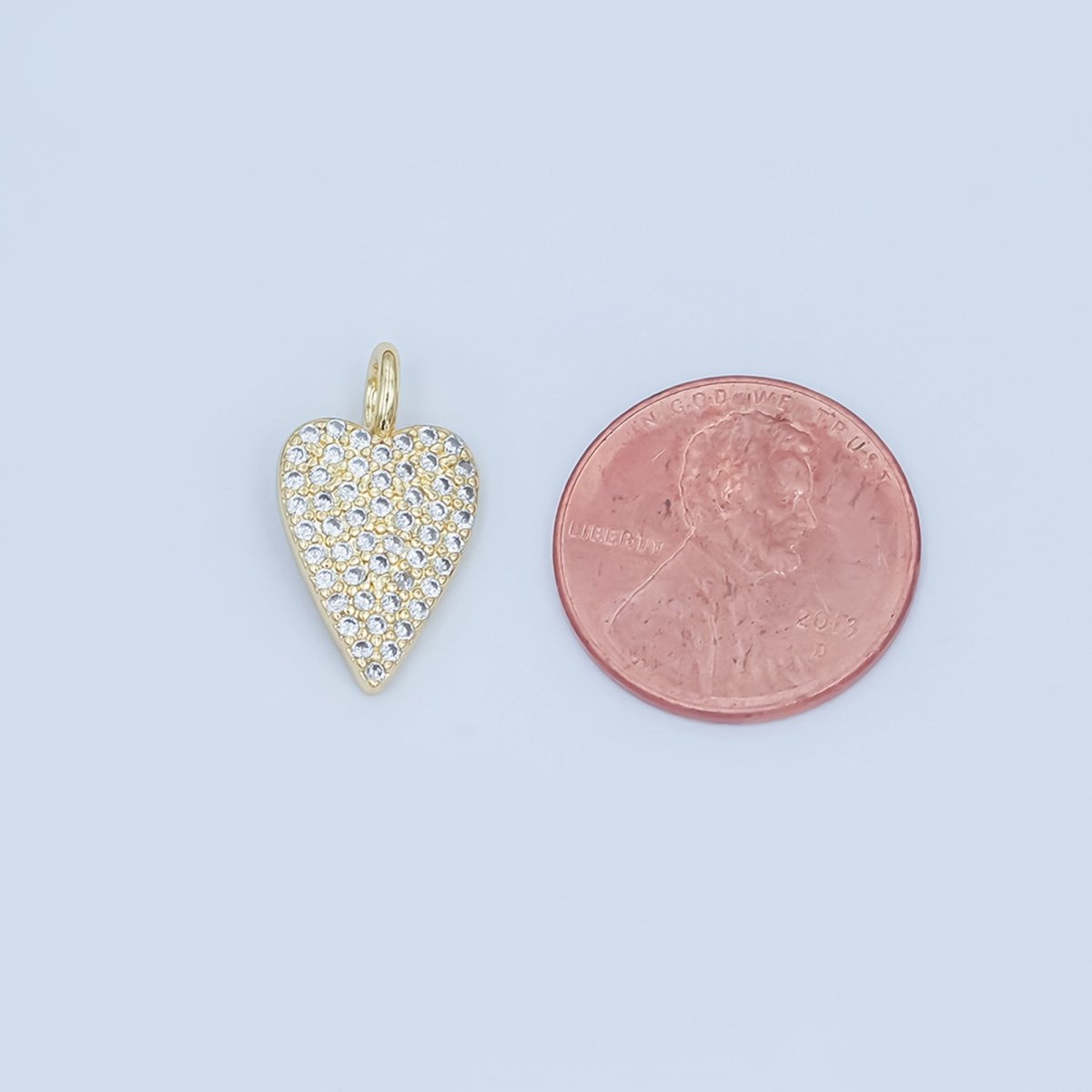 24K Gold Filled 19mm Micro Paved CZ Heart Pendant | C025 - DLUXCA