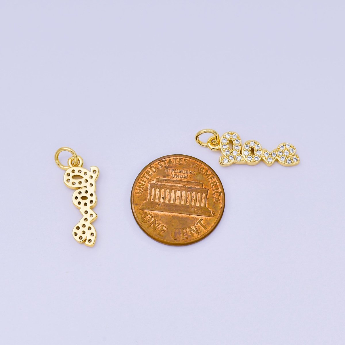 24K Gold Filled 19mm Micro Paved CZ Love Script Tag Valentine Romantic Charm | AH - 568 - DLUXCA