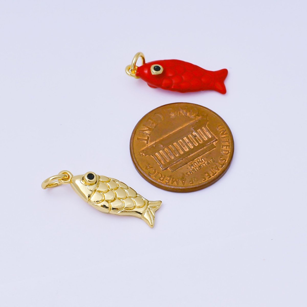 24K Gold Filled 19mm Red, Gold Koi Sardine Fish Charm | AF1286 - DLUXCA