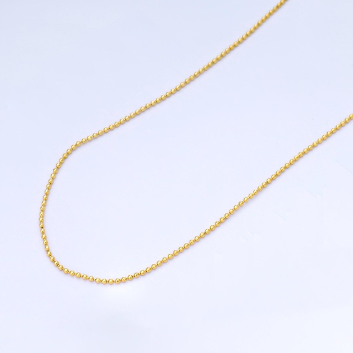 24K Gold Filled 1mm Mini Bead Unfinished Chain by Yard | Roll - 1749 - DLUXCA