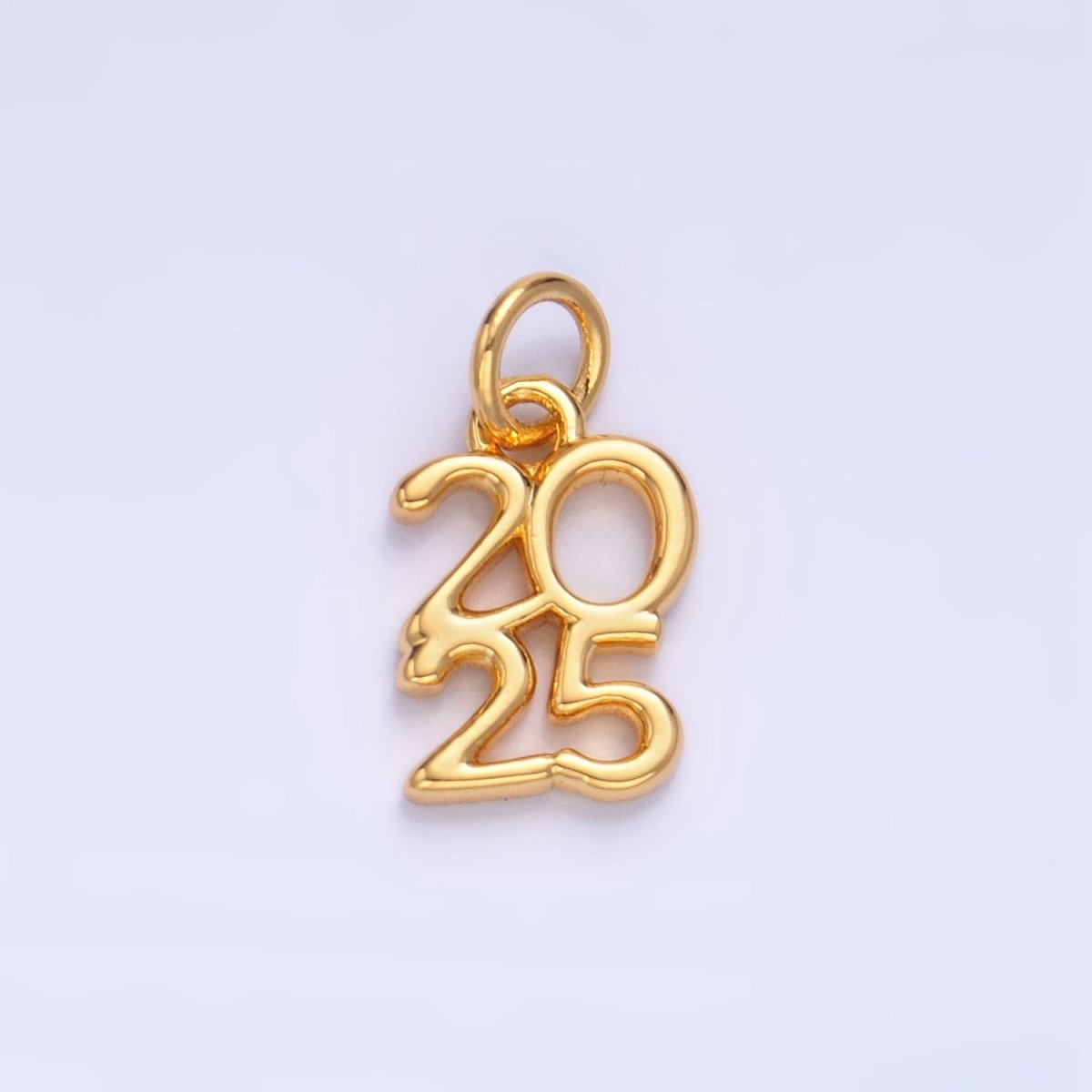 24K Gold Filled "2025" Year Script Minimalist Charm in Gold & Silver | E663 - DLUXCA