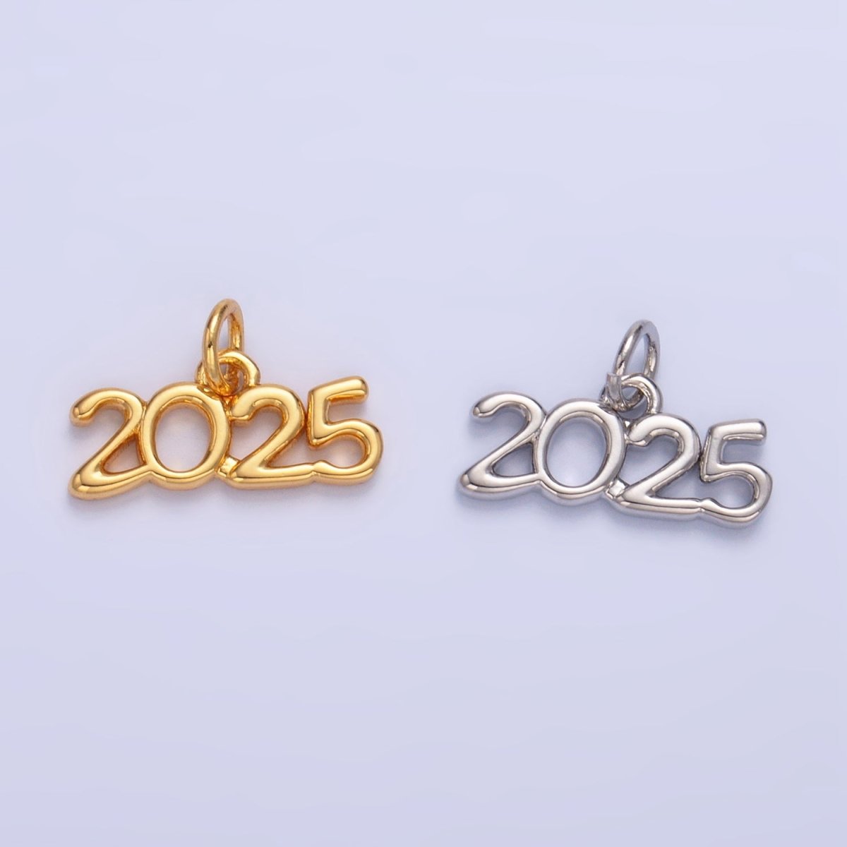 24K Gold Filled "2025" Year Script Minimalist Charm in Gold & Silver | M023 - DLUXCA