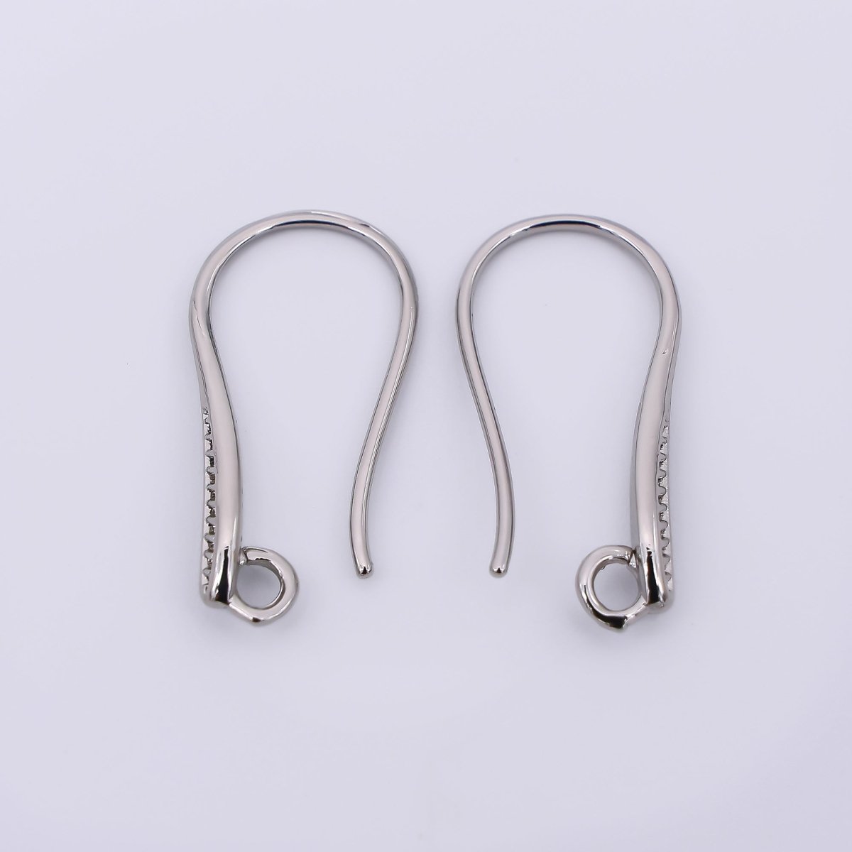 24K Gold Filled 20.5mm Classic Stripes Textured Earring Hook with Open Loops in Gold & Silver | Z - 1290 Z - 1291 - DLUXCA