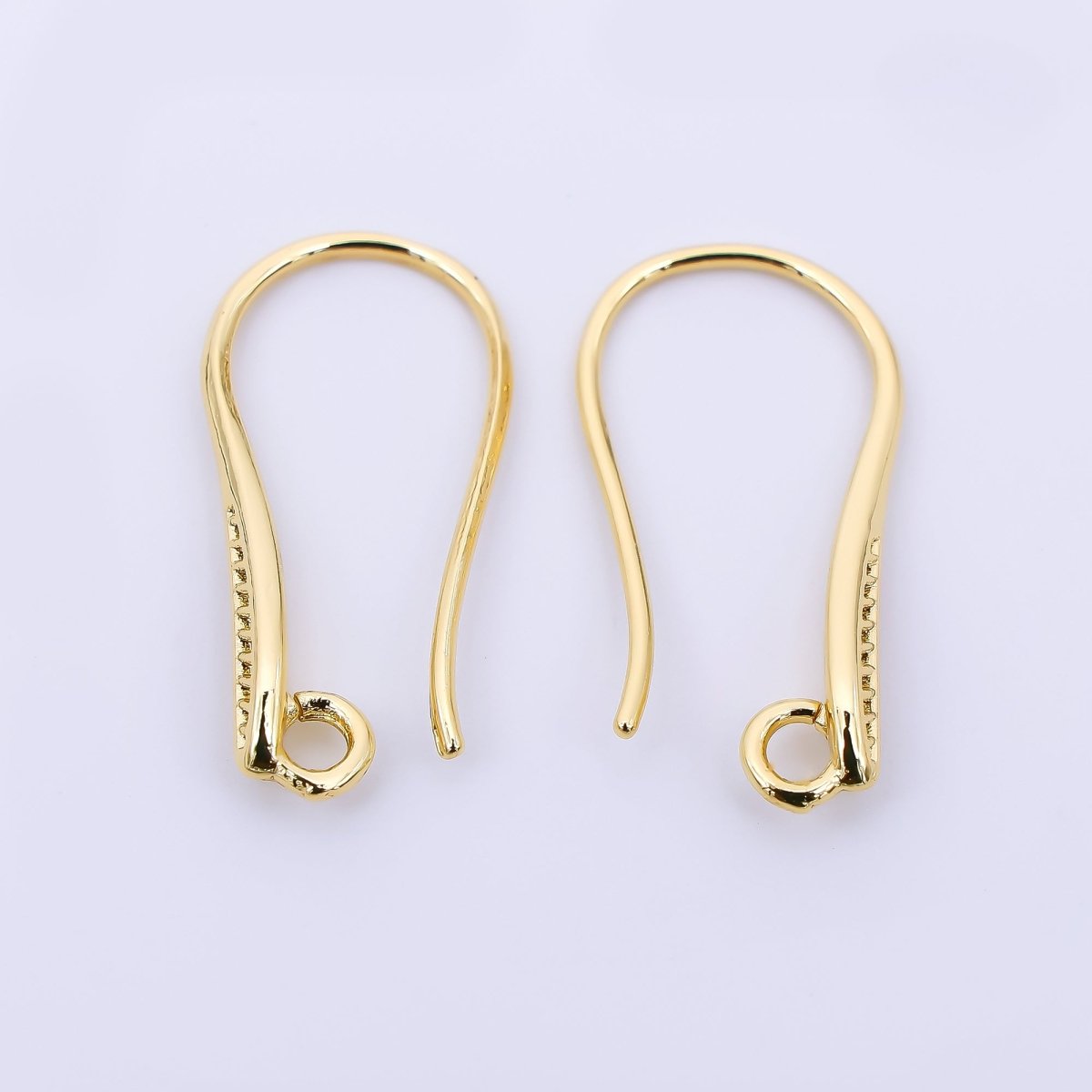 24K Gold Filled 20.5mm Classic Stripes Textured Earring Hook with Open Loops in Gold & Silver | Z - 1290 Z - 1291 - DLUXCA