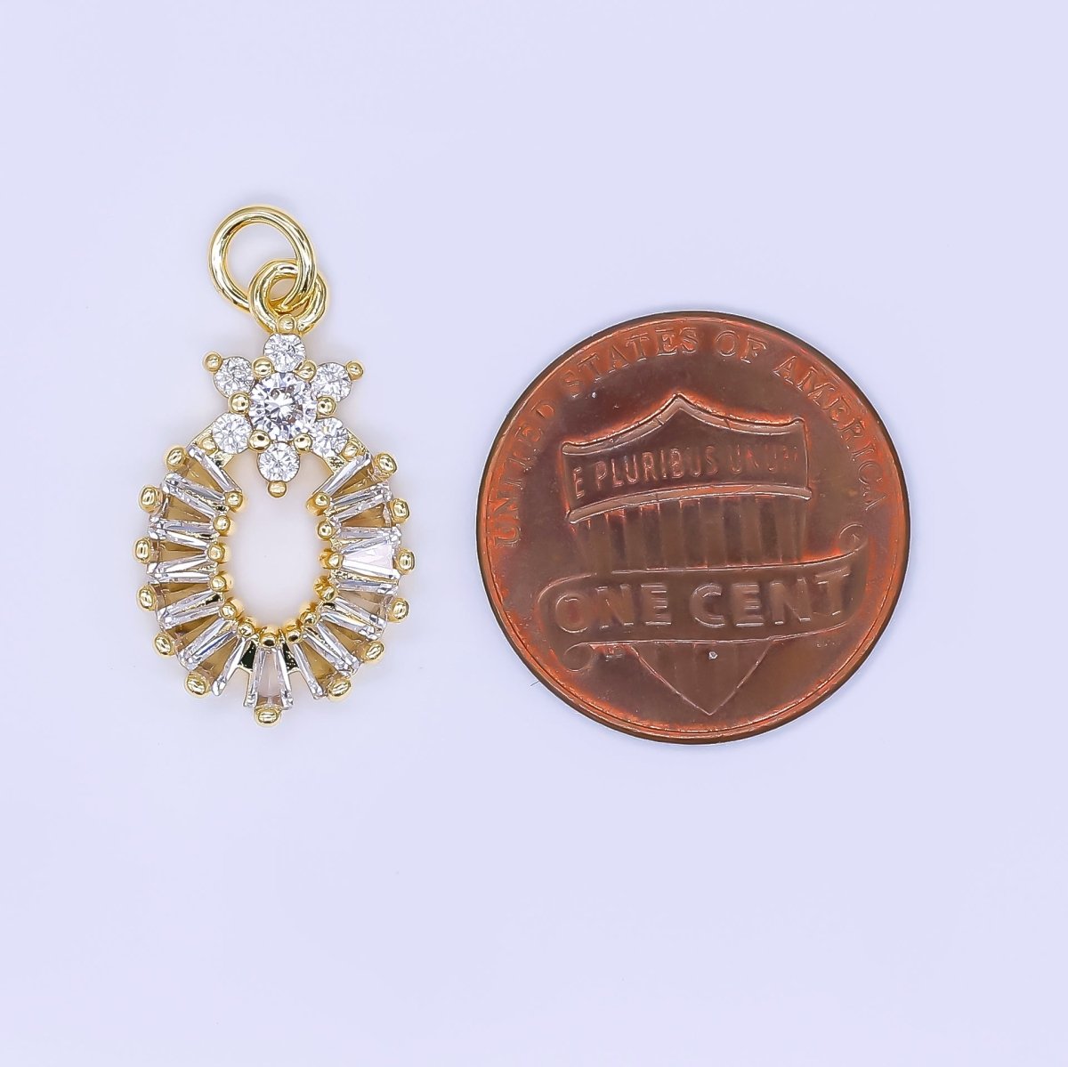 24K Gold Filled 20.5mm Mixed - Cut CZ Snowflakes Flower Charm | AJ510 - DLUXCA