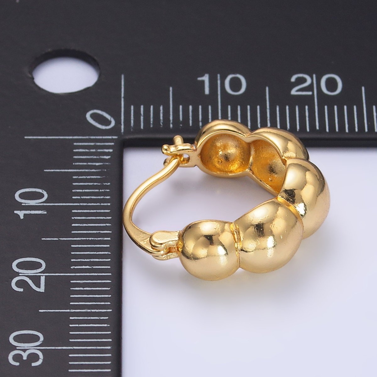 24K Gold Filled 20mm Beaded Bubble Latch Hoop Earrings | AD280 - DLUXCA