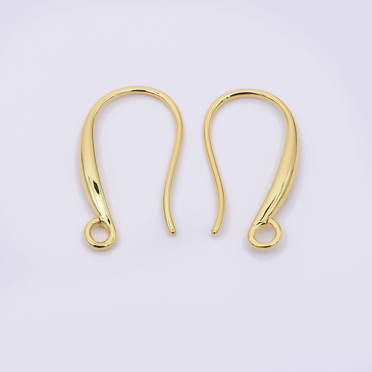 24K Gold Filled 20mm Classic Earring Hook with Open Loops in Gold & Silver | Z - 1288 Z - 1289 - DLUXCA