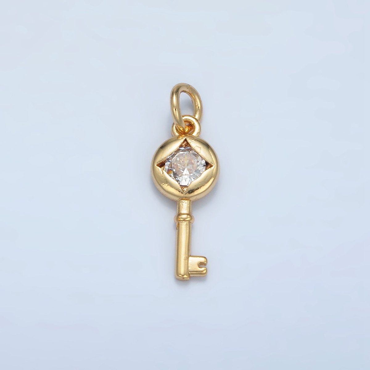 24K Gold Filled 20mm Clear CZ Rhombus Key Lock Mini Charm | E114 - DLUXCA
