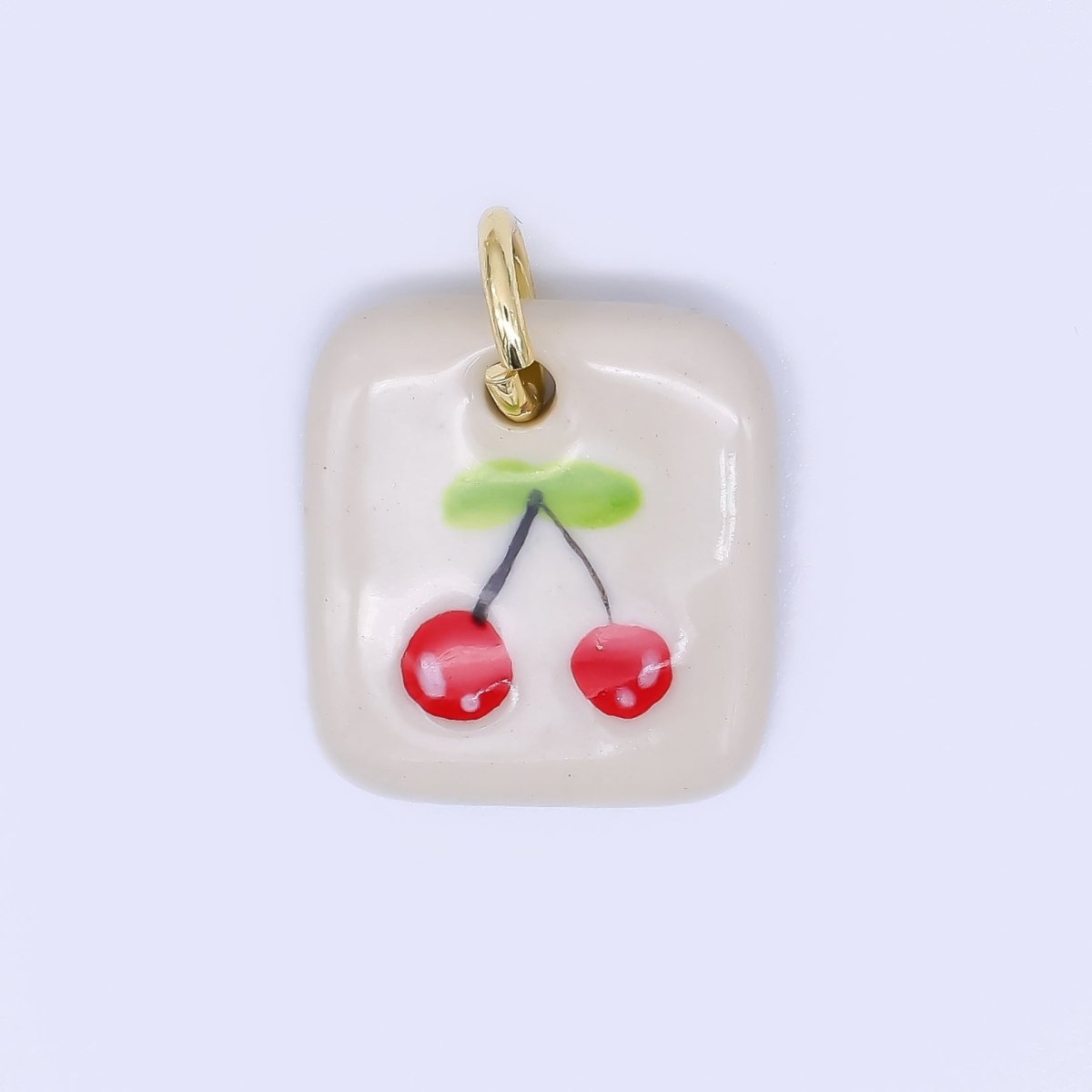 24K Gold Filled 20mm Dog, Fuit, Bear Ceramic Art Tile Charm | N386 N397 N398 N402 N444 N465 N518 N536 N559 N578 N585 N603 N627 N632 N640 N657 N660 N677 N678 N689 N691 - DLUXCA