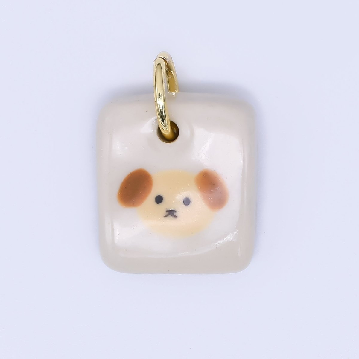 24K Gold Filled 20mm Dog, Fuit, Bear Ceramic Art Tile Charm | N386 N397 N398 N402 N444 N465 N518 N536 N559 N578 N585 N603 N627 N632 N640 N657 N660 N677 N678 N689 N691 - DLUXCA