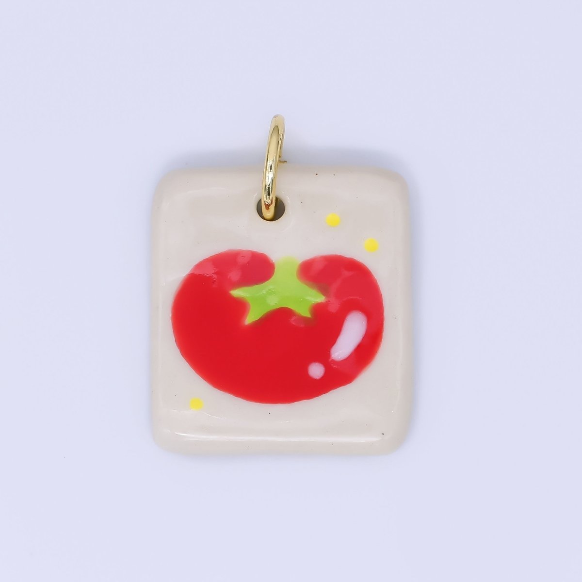 24K Gold Filled 20mm Dog, Fuit, Bear Ceramic Art Tile Charm | N386 N397 N398 N402 N444 N465 N518 N536 N559 N578 N585 N603 N627 N632 N640 N657 N660 N677 N678 N689 N691 - DLUXCA