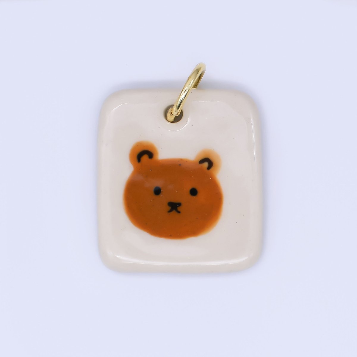 24K Gold Filled 20mm Dog, Fuit, Bear Ceramic Art Tile Charm | N386 N397 N398 N402 N444 N465 N518 N536 N559 N578 N585 N603 N627 N632 N640 N657 N660 N677 N678 N689 N691 - DLUXCA