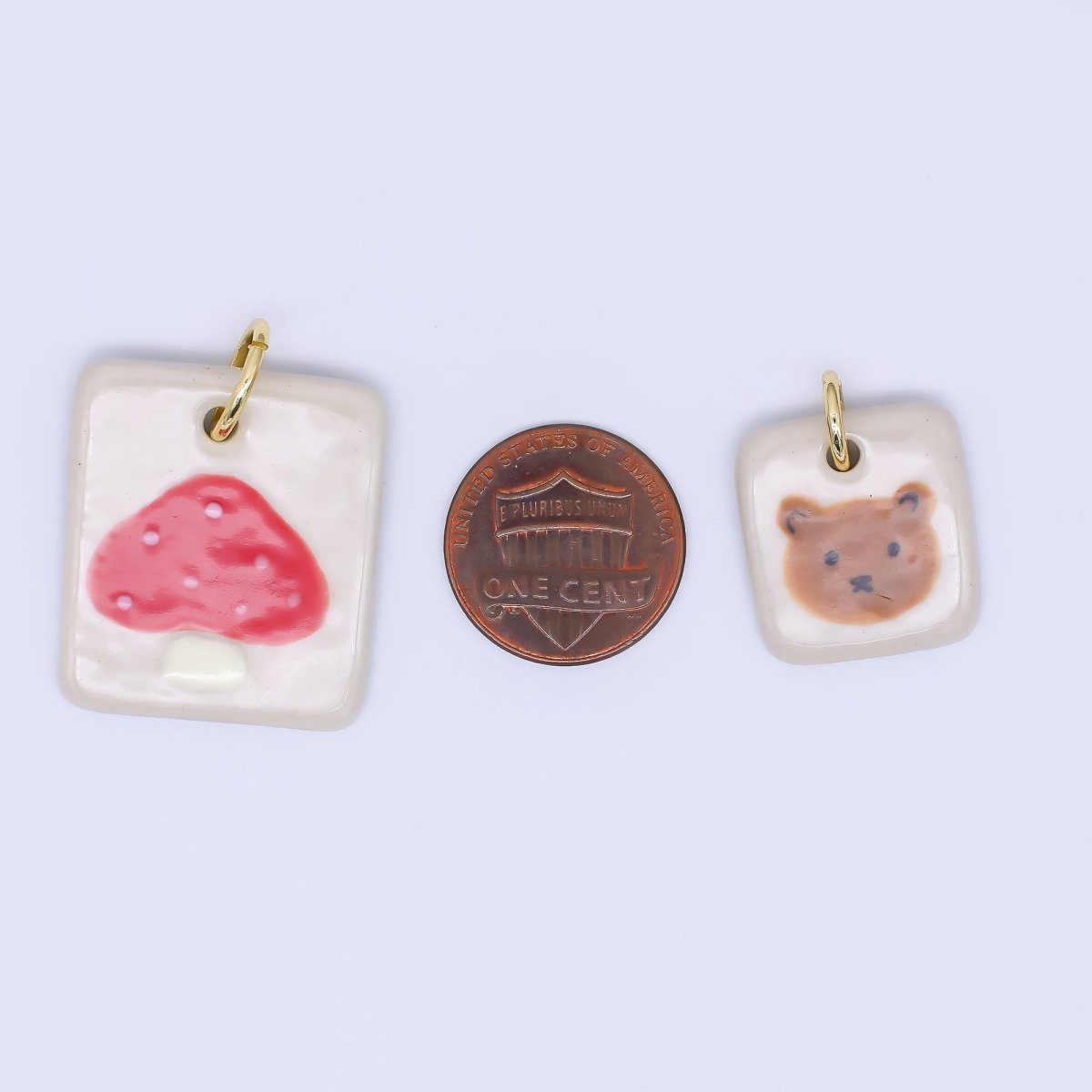 24K Gold Filled 20mm Dog, Fuit, Bear Ceramic Art Tile Charm | N386 N397 N398 N402 N444 N465 N518 N536 N559 N578 N585 N603 N627 N632 N640 N657 N660 N677 N678 N689 N691 - DLUXCA