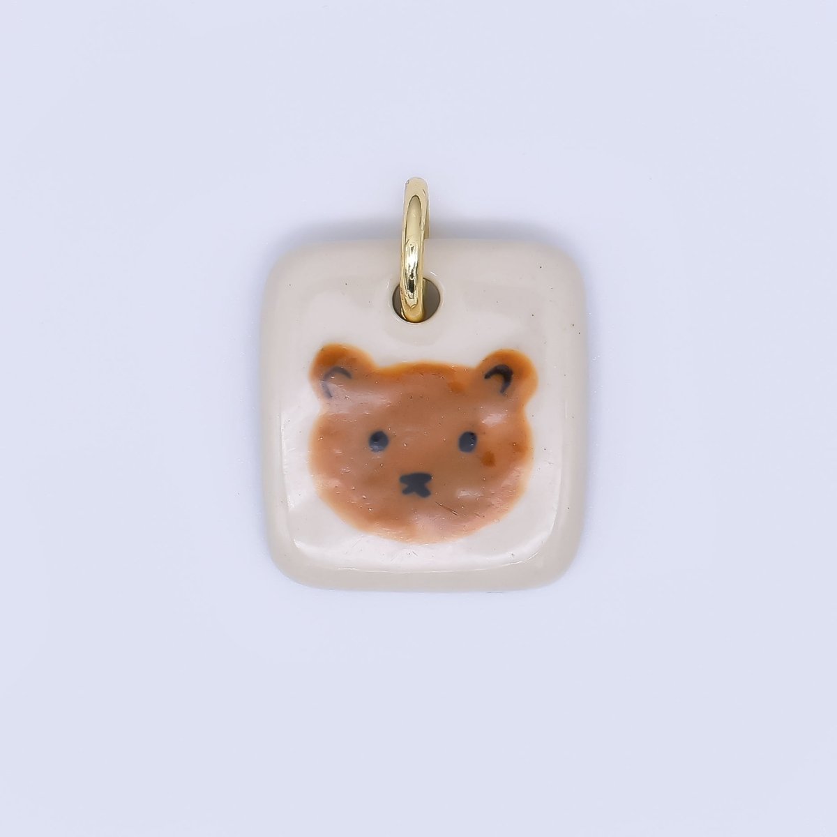24K Gold Filled 20mm Dog, Fuit, Bear Ceramic Art Tile Charm | N386 N397 N398 N402 N444 N465 N518 N536 N559 N578 N585 N603 N627 N632 N640 N657 N660 N677 N678 N689 N691 - DLUXCA