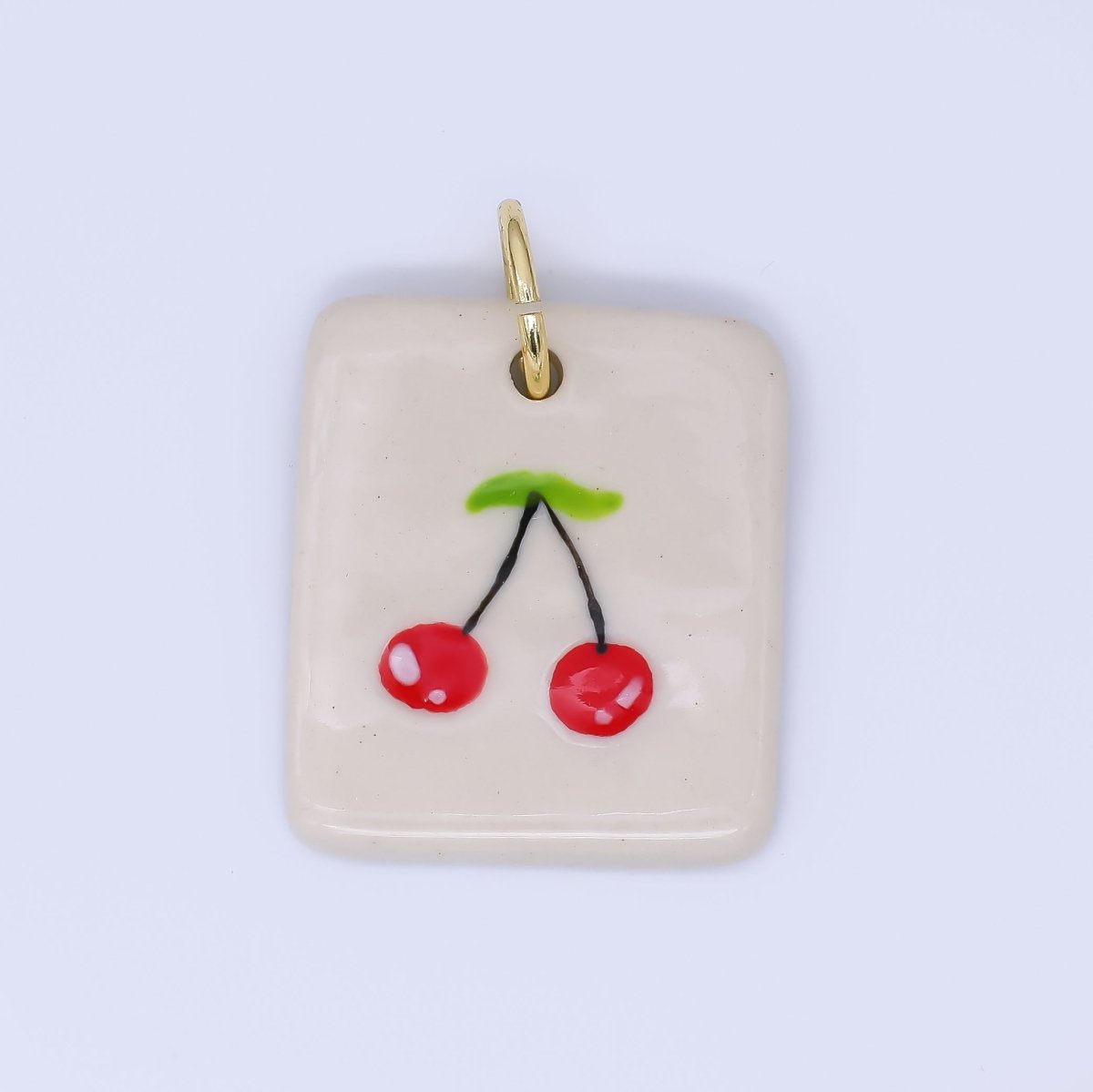 24K Gold Filled 20mm Dog, Fuit, Bear Ceramic Art Tile Charm | N386 N397 N398 N402 N444 N465 N518 N536 N559 N578 N585 N603 N627 N632 N640 N657 N660 N677 N678 N689 N691 - DLUXCA