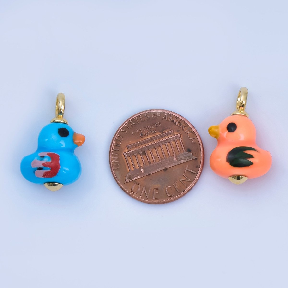 24K Gold Filled 20mm Duck Bird Ceramic Porcelain Drop Pendant | C953 - C959 - DLUXCA
