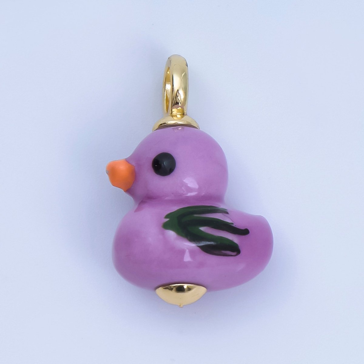 24K Gold Filled 20mm Duck Bird Ceramic Porcelain Drop Pendant | C953 - C959 - DLUXCA