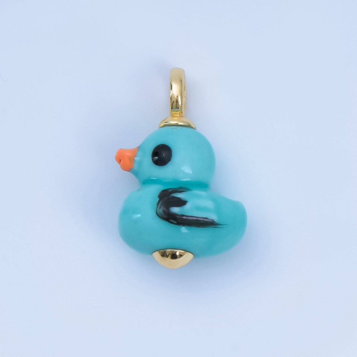 24K Gold Filled 20mm Duck Bird Ceramic Porcelain Drop Pendant | C953 - C959 - DLUXCA