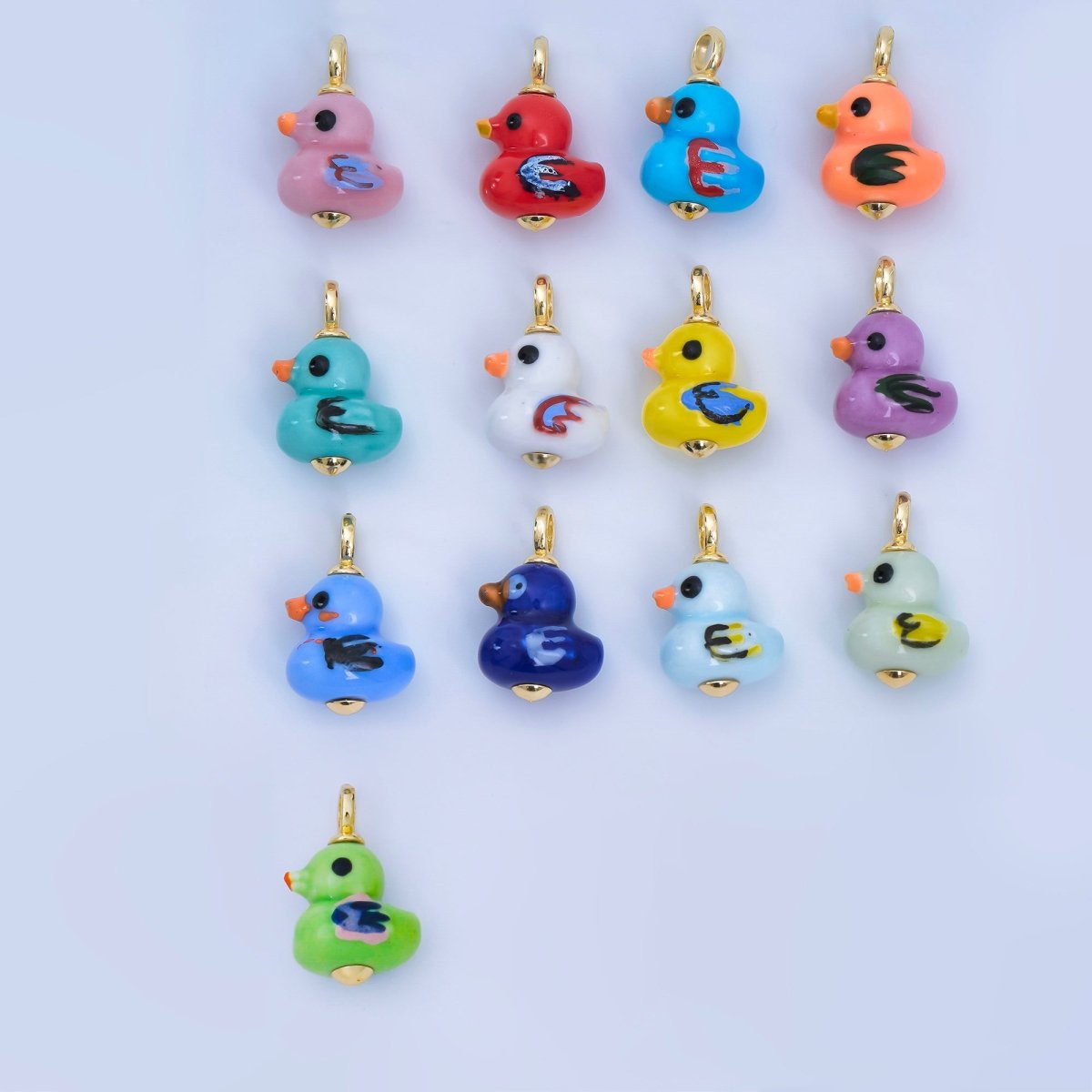 24K Gold Filled 20mm Duck Bird Ceramic Porcelain Drop Pendant | C953 - C959 - DLUXCA