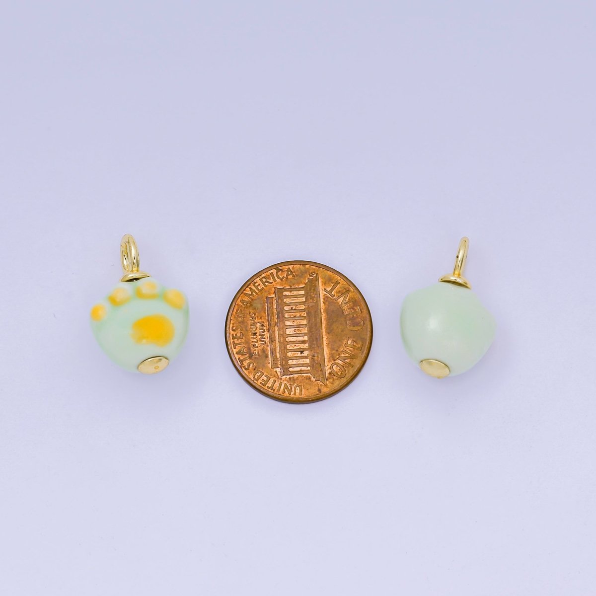 24K Gold Filled 20mm Enamel Art Bear Paw Foot Print Animal Charm | N - 147 - DLUXCA