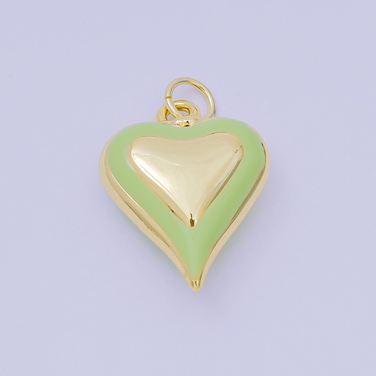 24K Gold Filled 20mm Enamel Art Love Shades of Heart Charm in Green, Red & Pink | AH - 674 - AH - 676 - DLUXCA