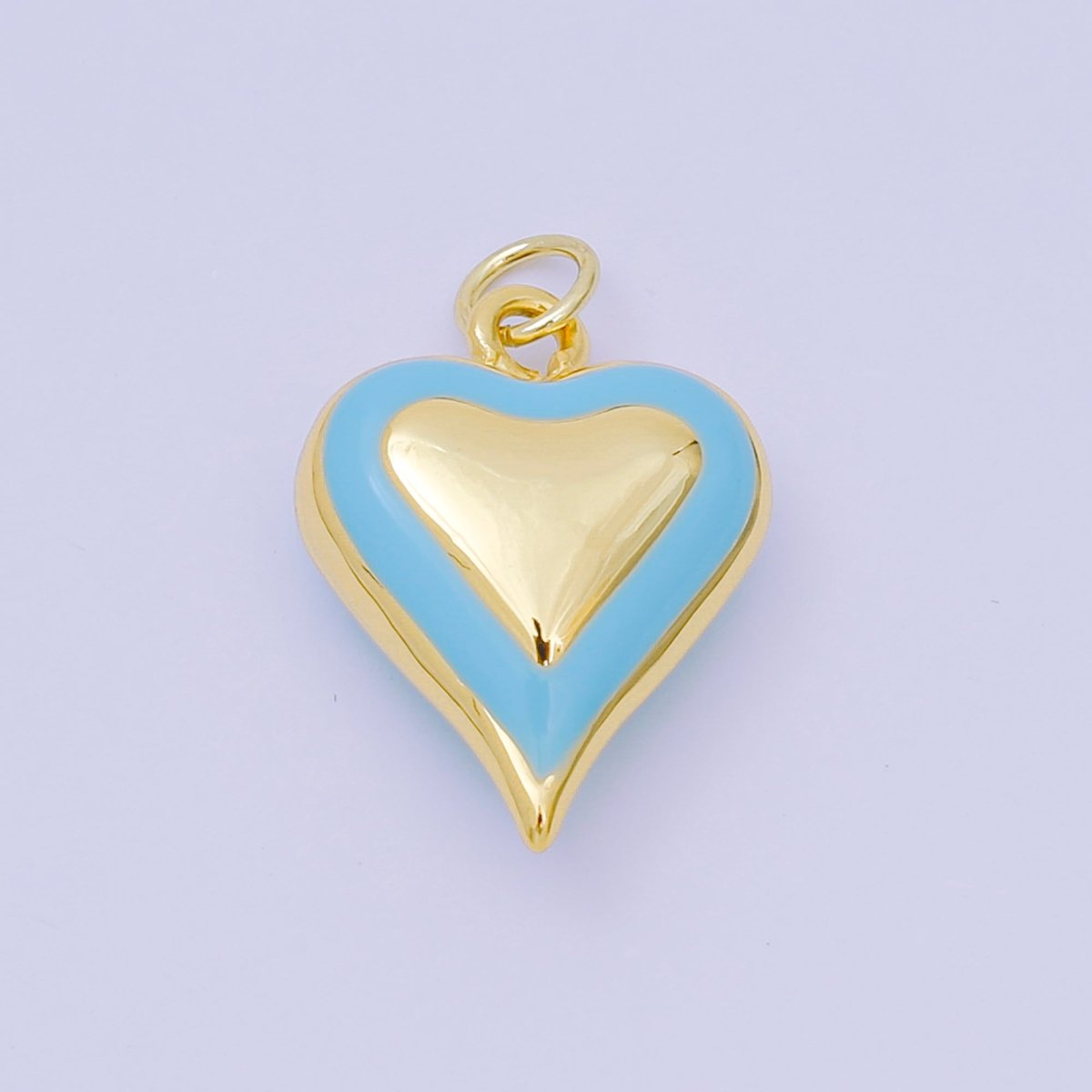 24K Gold Filled 20mm Enamel Art Love Shades of Heart Charm in Green, Red & Pink | AH - 674 - AH - 676 - DLUXCA