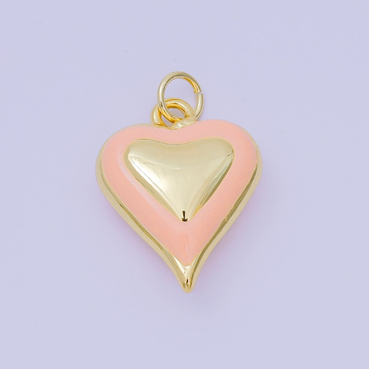 24K Gold Filled 20mm Enamel Art Love Shades of Heart Charm in Green, Red & Pink | AH - 674 - AH - 676 - DLUXCA