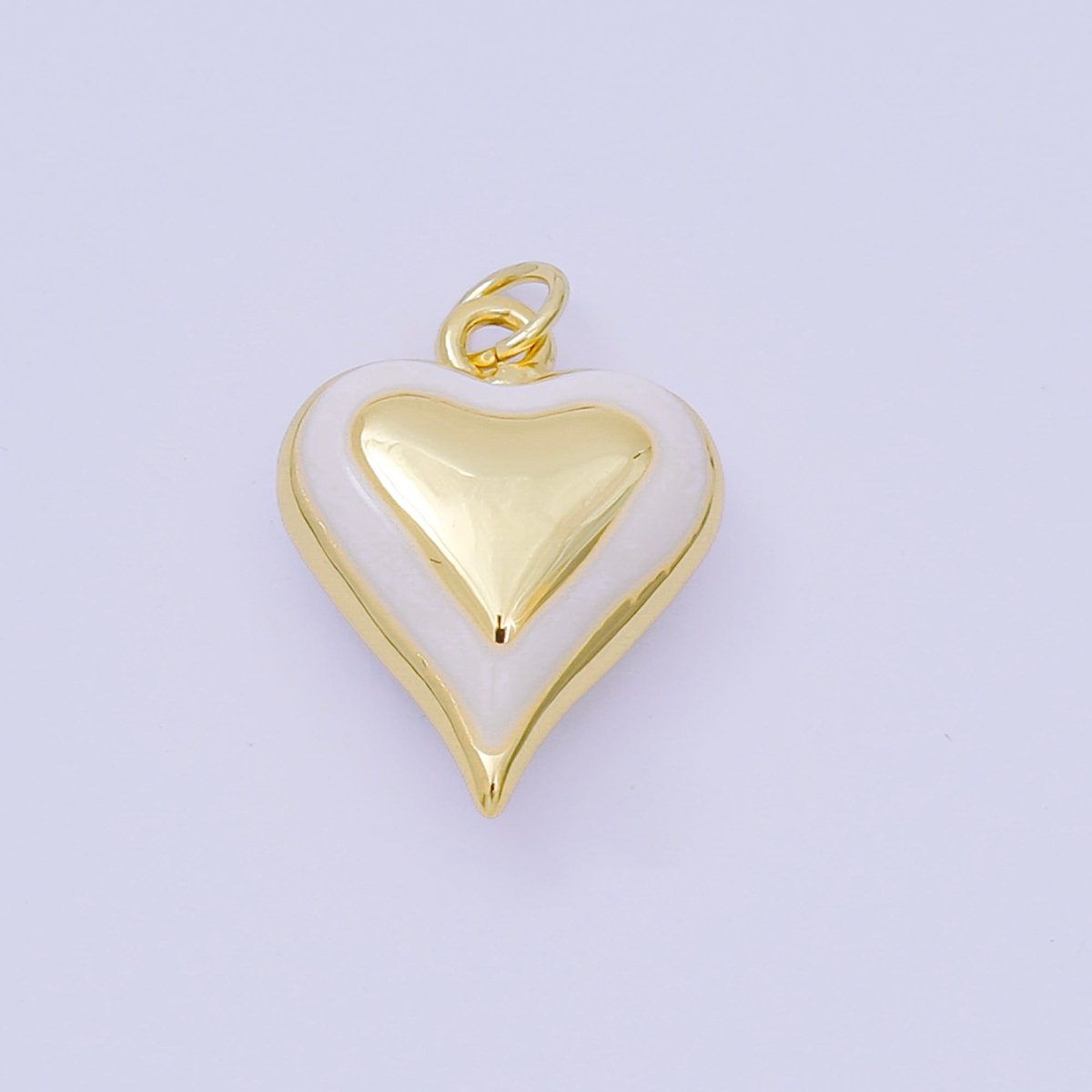 24K Gold Filled 20mm Enamel Art Love Shades of Heart Charm in Green, Red & Pink | AH - 674 - AH - 676 - DLUXCA