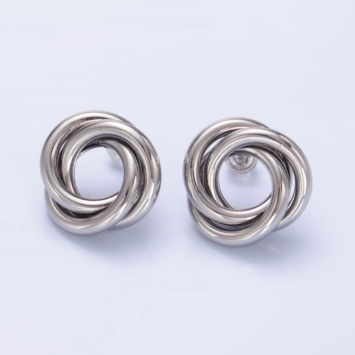 24K Gold Filled 20mm Geometric Circular Knot Stud Earrings in Gold & Silver | AB706 AB707 - DLUXCA