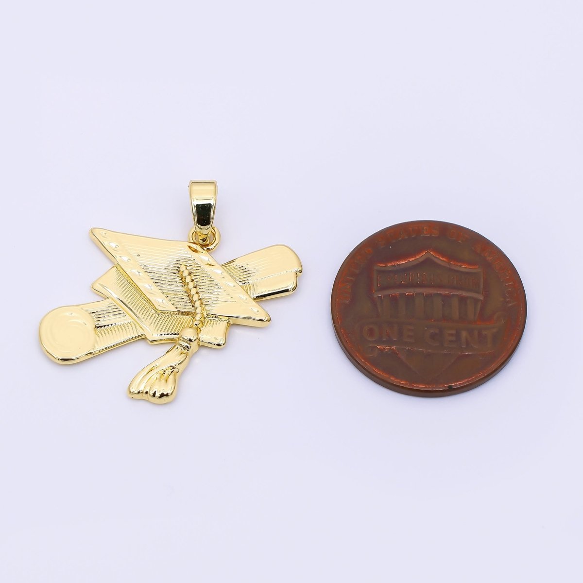 24K Gold Filled 20mm Graduation Cap & Certificate Charm | AA - 1561 - DLUXCA