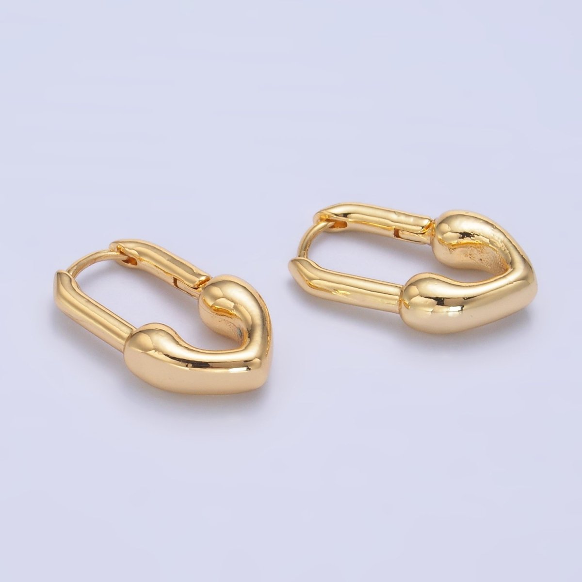 24K Gold Filled 20mm Heart Padlock Oblong Hoop Earrings | AB685 - DLUXCA
