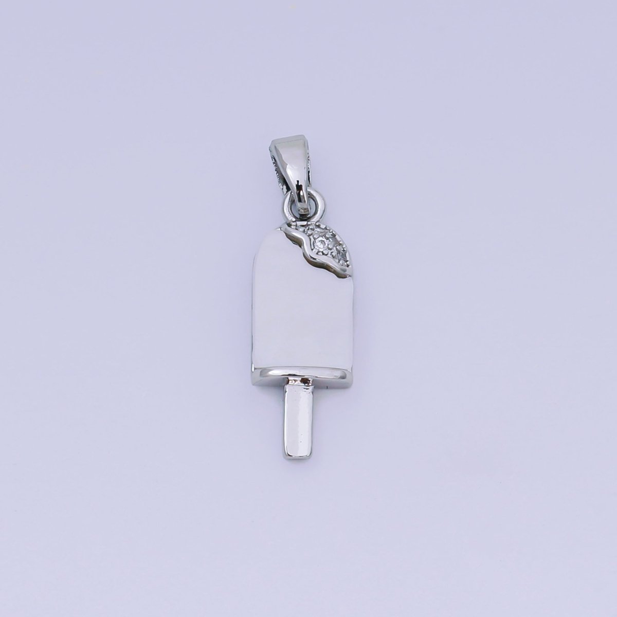 24K Gold Filled 20mm Micro Paved CZ Mother of Pearl Ice Cream Popsicle Pendant in Gold & Silver | AA - 1581 - DLUXCA