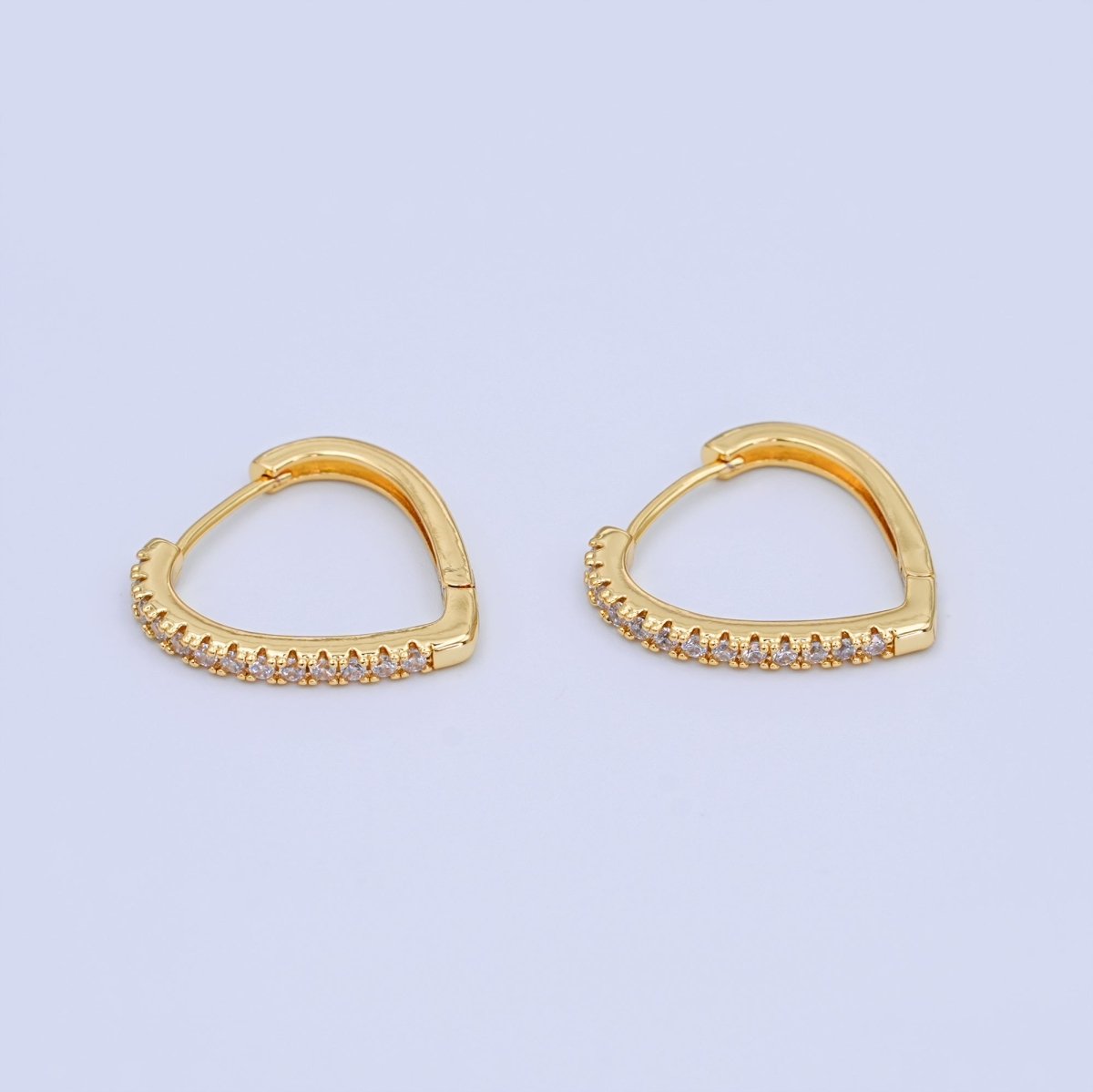 24K Gold Filled 20mm Micro Paved CZ Teardrop Hoop Earrings | T336 - DLUXCA