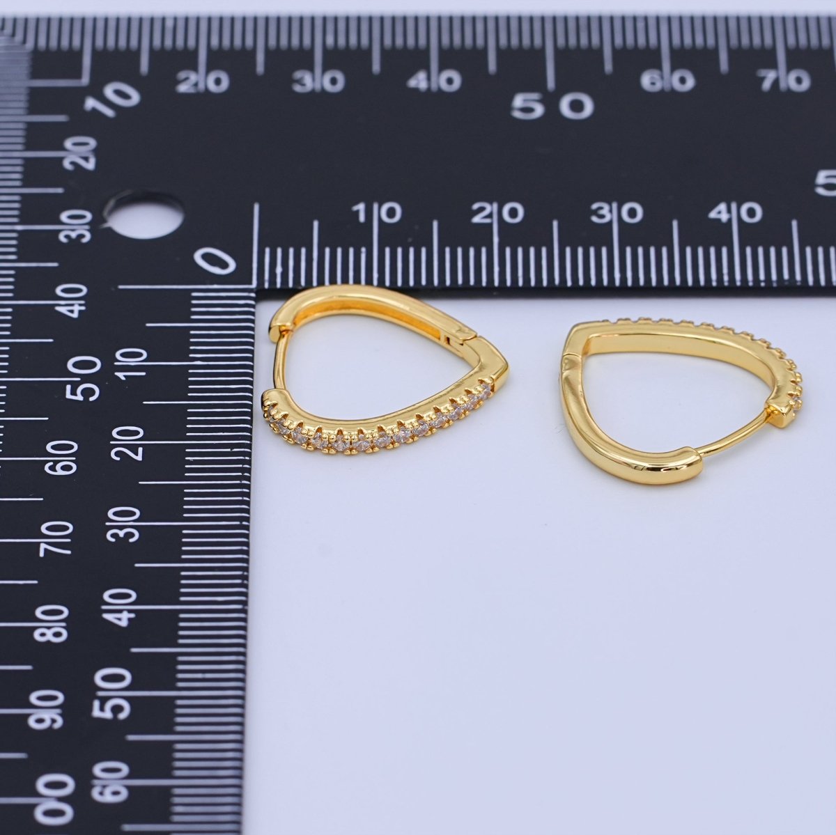 24K Gold Filled 20mm Micro Paved CZ Teardrop Hoop Earrings | T336 - DLUXCA