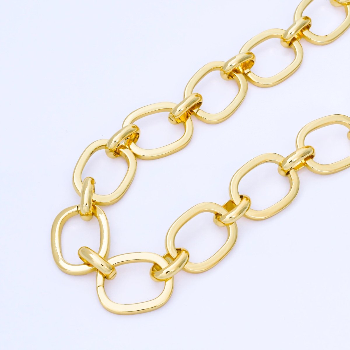 24K Gold Filled 20mm Minimalist Cable Unfinished Chain by Yard | Roll - 1750 - DLUXCA