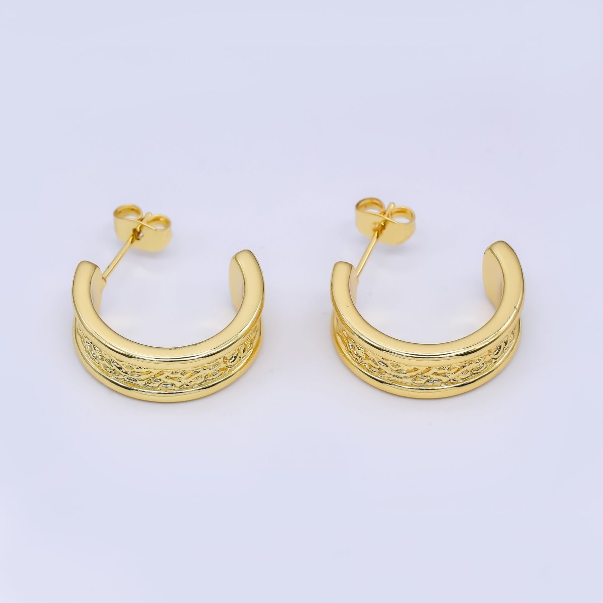 24K Gold Filled 20mm Molten C - Shaped Hoop Earrings | AI457 - DLUXCA