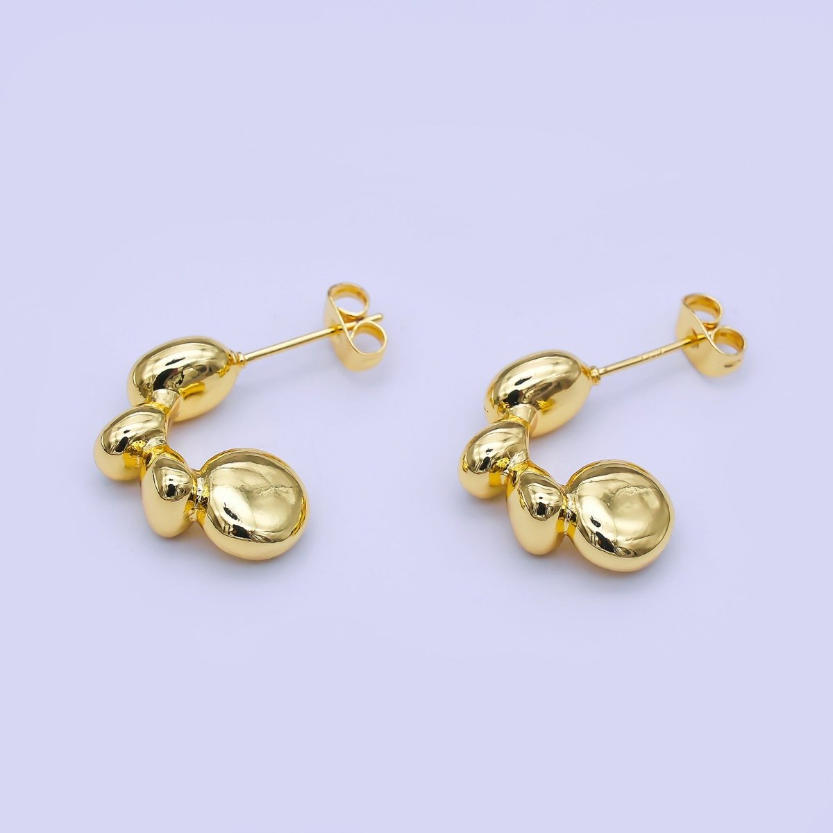 24K Gold Filled 20mm Molten Geometric J - Shaped Hoop Earrings | AI510 - DLUXCA