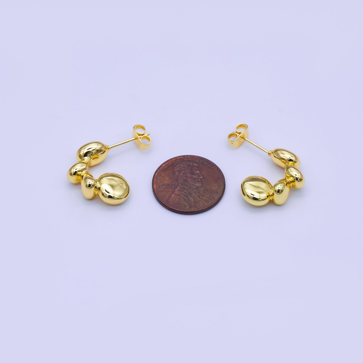 24K Gold Filled 20mm Molten Geometric J - Shaped Hoop Earrings | AI510 - DLUXCA