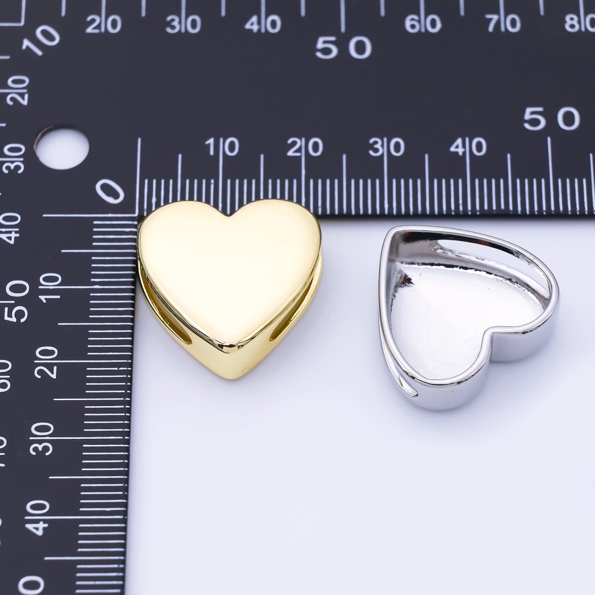 24K Gold Filled 21.5mm Minimalist Heart Spacer Bead in Gold & Silver | B863 - DLUXCA
