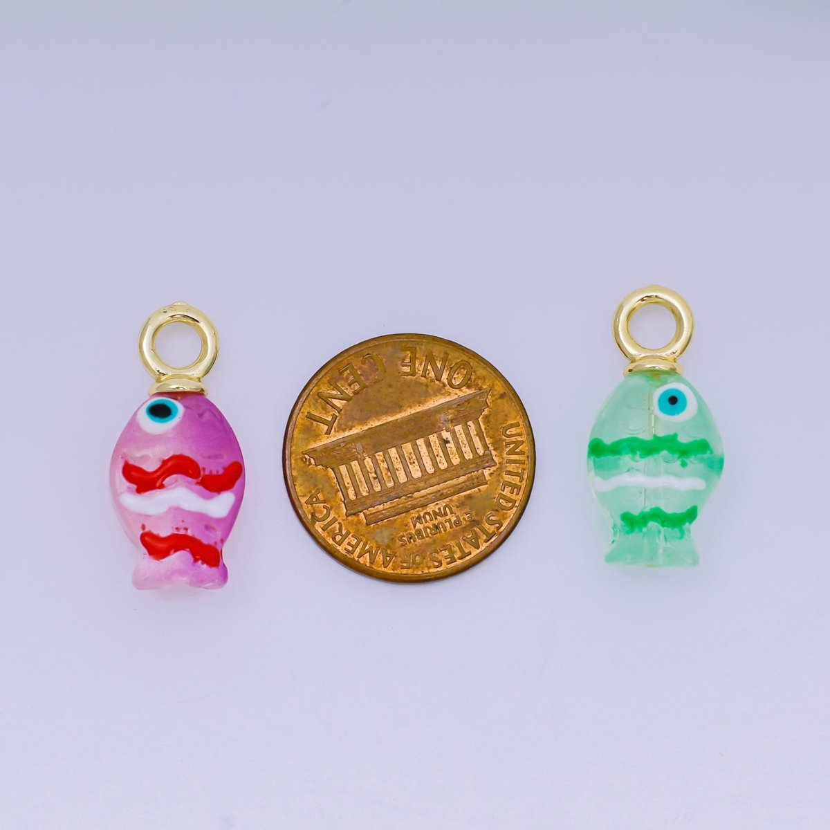 24K Gold Filled 21.5mm Resin Baby Colorful Fish Charm Ocean Sea Life | AH - 613 - AH - 617 - DLUXCA