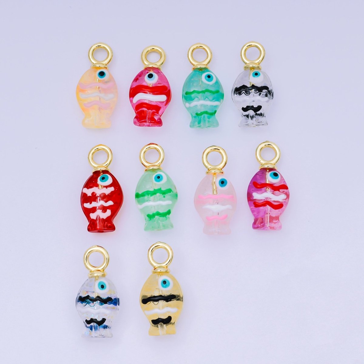 24K Gold Filled 21.5mm Resin Baby Colorful Fish Charm Ocean Sea Life | AH - 613 - AH - 617 - DLUXCA