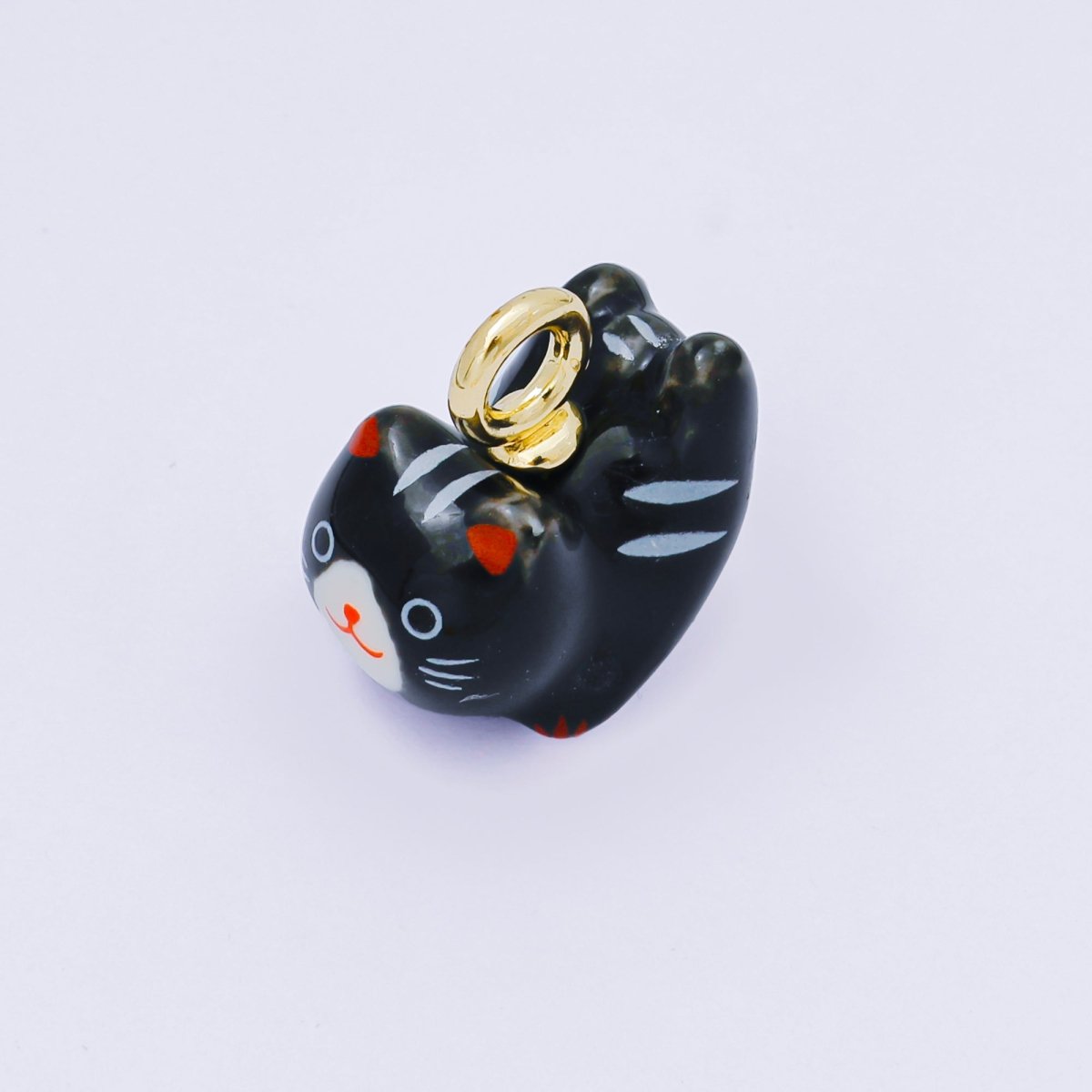 24K Gold Filled 21mm Ceramics Kawaii Cat Animals Porcelain Charm | AC1624 - AC1628 - DLUXCA