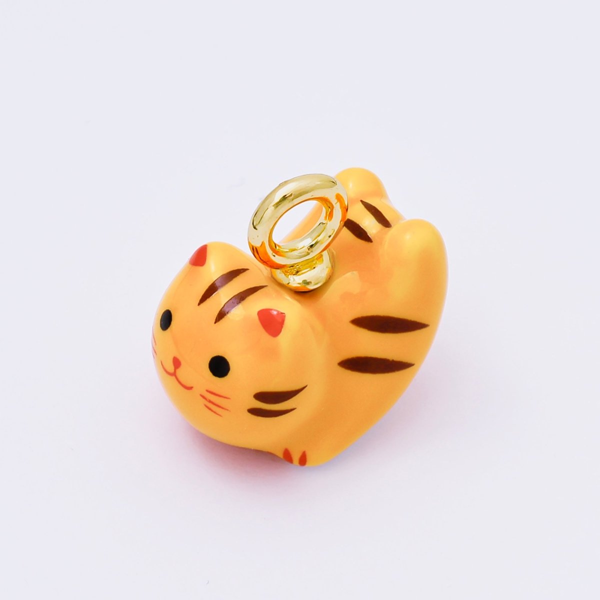 24K Gold Filled 21mm Ceramics Kawaii Cat Animals Porcelain Charm | AC1624 - AC1628 - DLUXCA