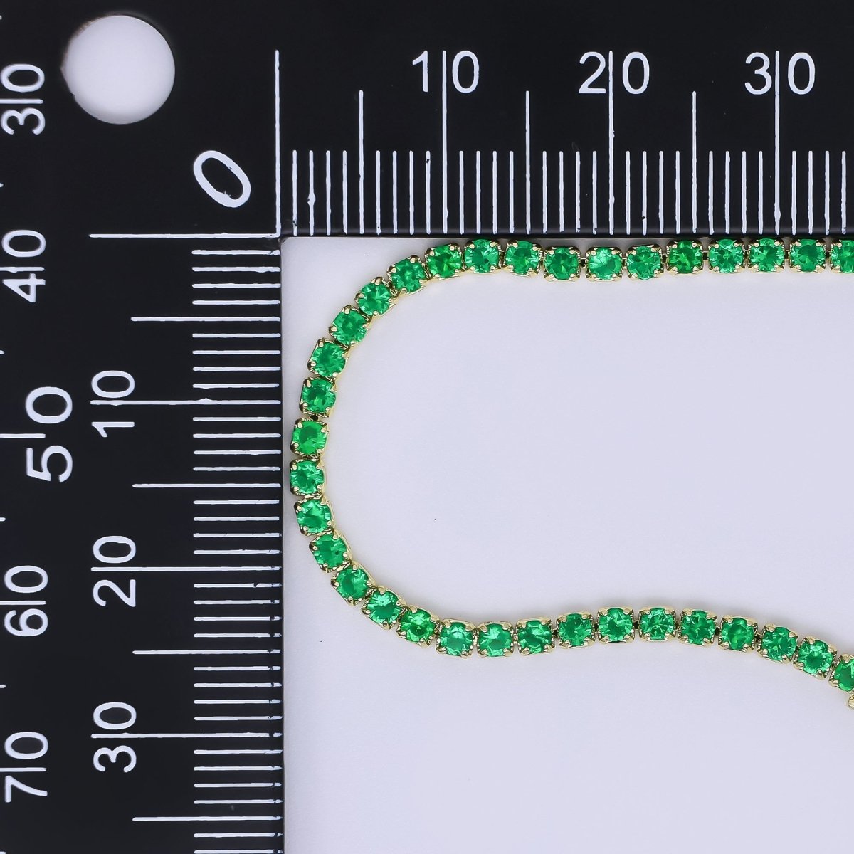 24K Gold Filled 2.1mm Green, Pink, Blue Round CZ 7 Inches Tennis Bracelet | WA - 3815 - WA - 3818 - DLUXCA