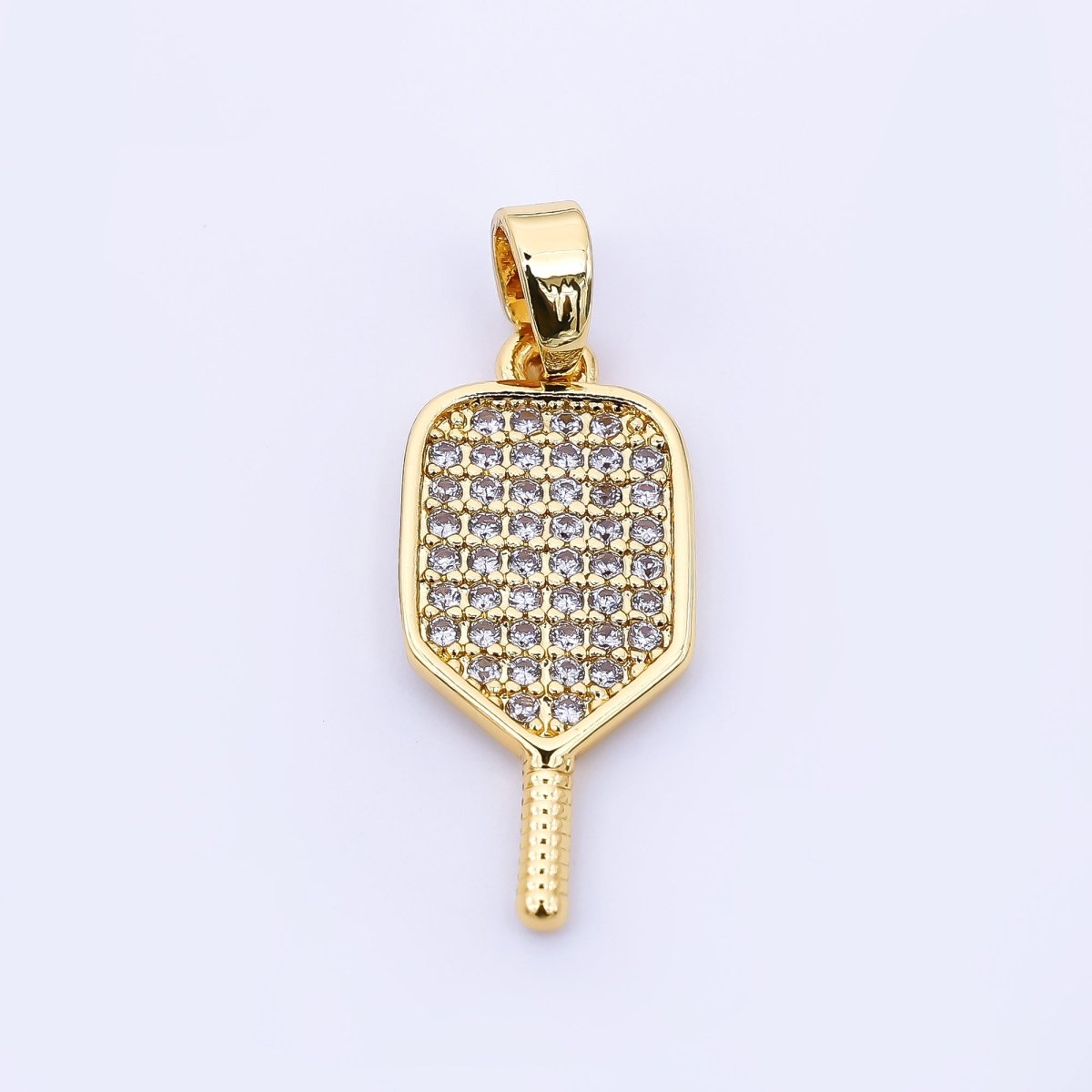 24K Gold Filled 21mm Micro Paved CZ Classic Paddle Charm | AH - 473 - DLUXCA