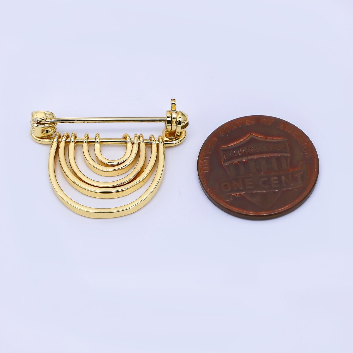 24K Gold Filled 21mm Multiple Half - Circle Brooch Pin Findings | Z - 1262 - DLUXCA