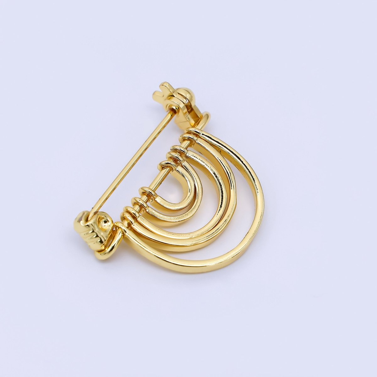 24K Gold Filled 21mm Multiple Half - Circle Brooch Pin Findings | Z - 1262 - DLUXCA