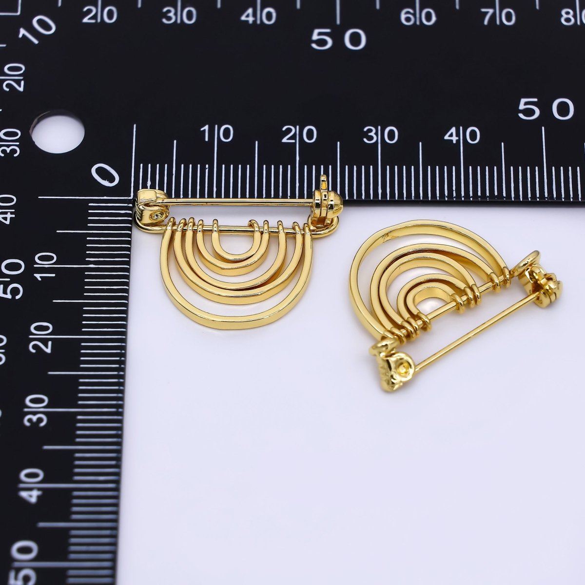 24K Gold Filled 21mm Multiple Half - Circle Brooch Pin Findings | Z - 1262 - DLUXCA