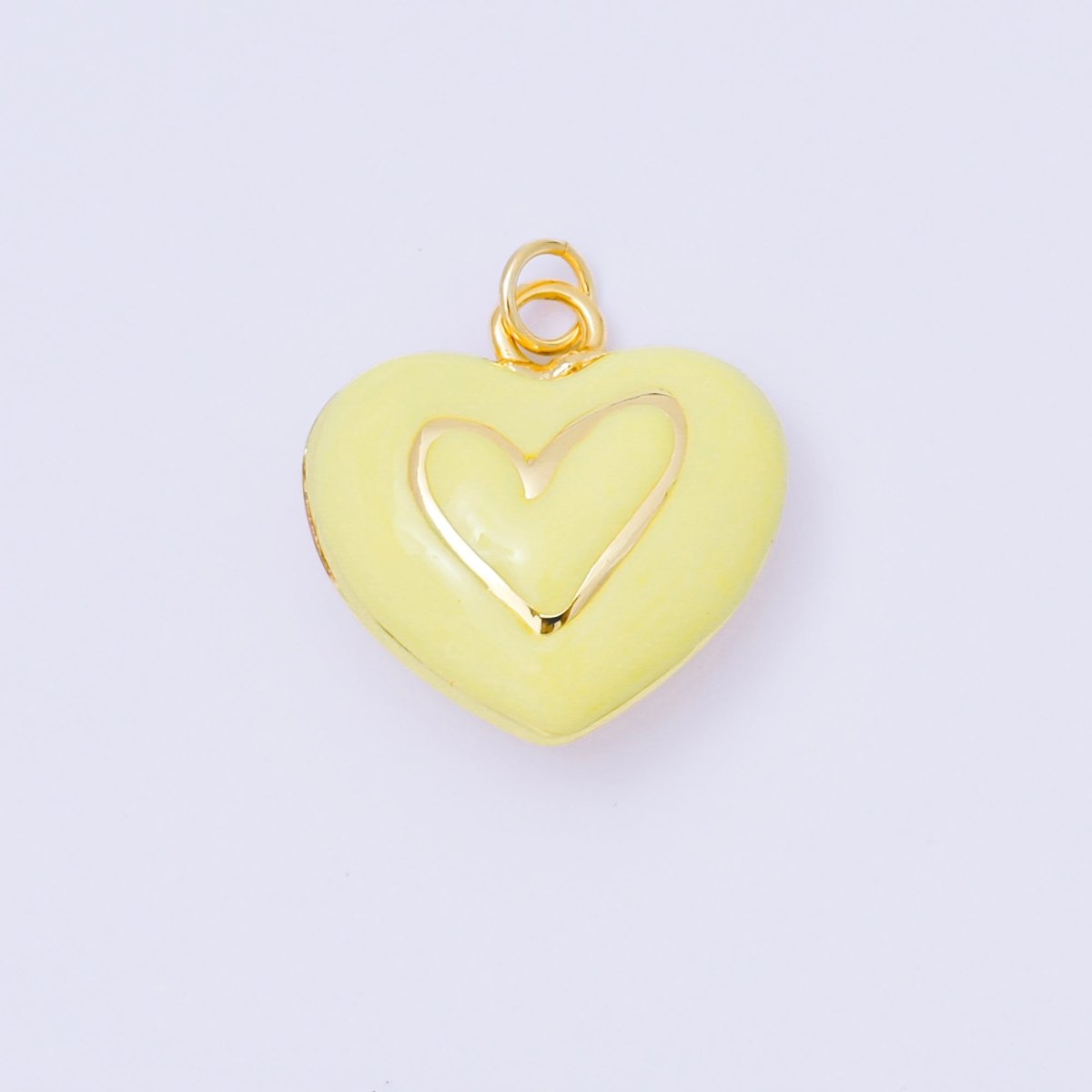 24K Gold Filled 21mm Pastel Color Enamel Heart Add - On Jewelry Charm | AC1621 - AC1623 - DLUXCA